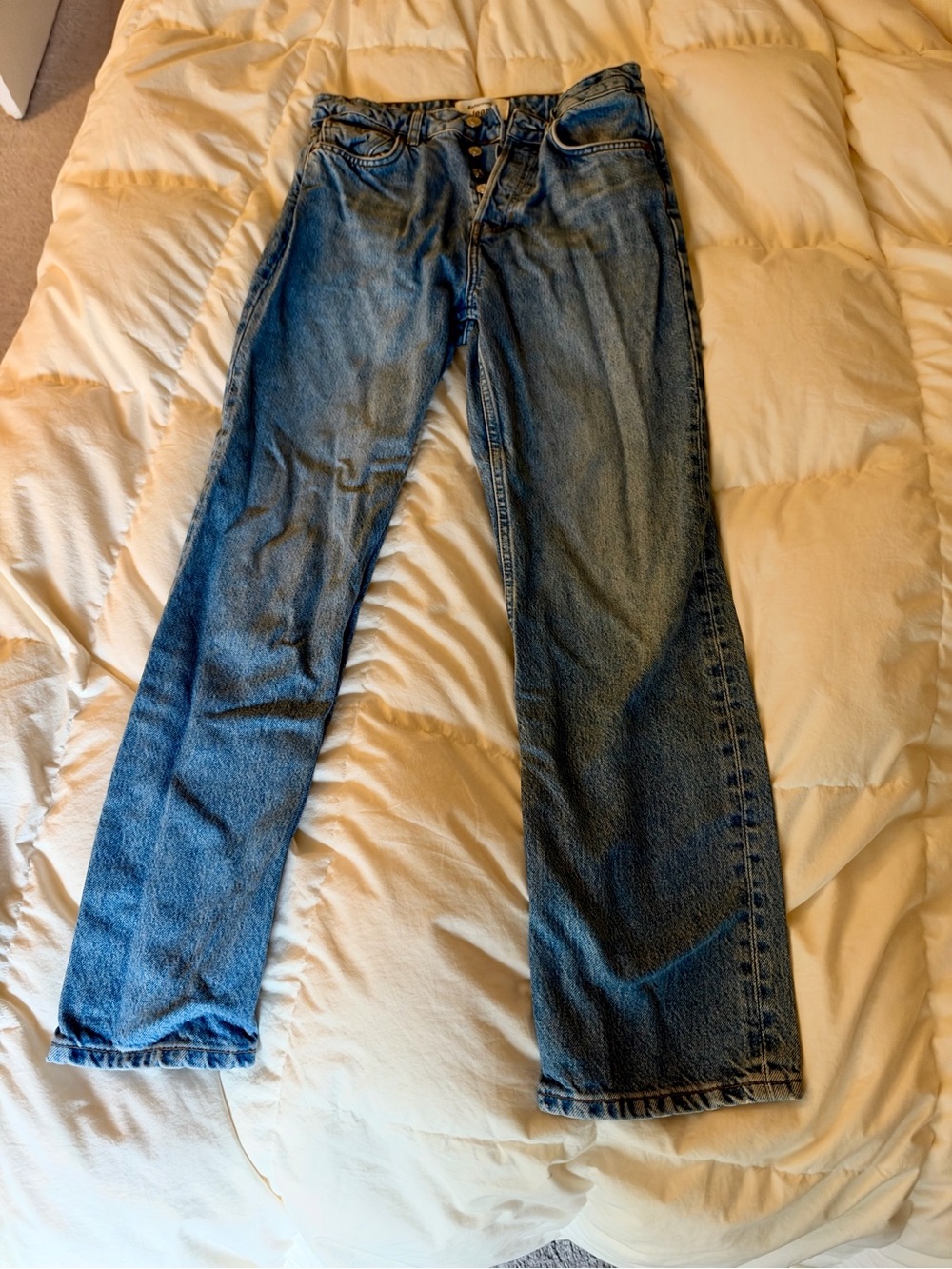 Reformation Straight-Leg Blue Denim Jeans